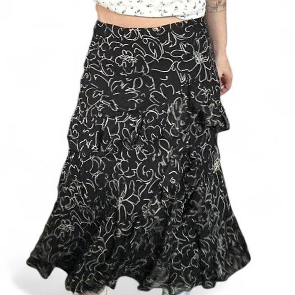 Black and white silk Ralph lauren skirt